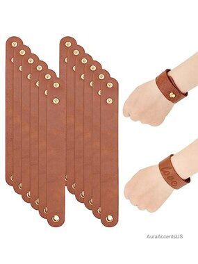 Genuine Leather Snap Bracelet Blanks - 12 Pack DIY Craft Cuff